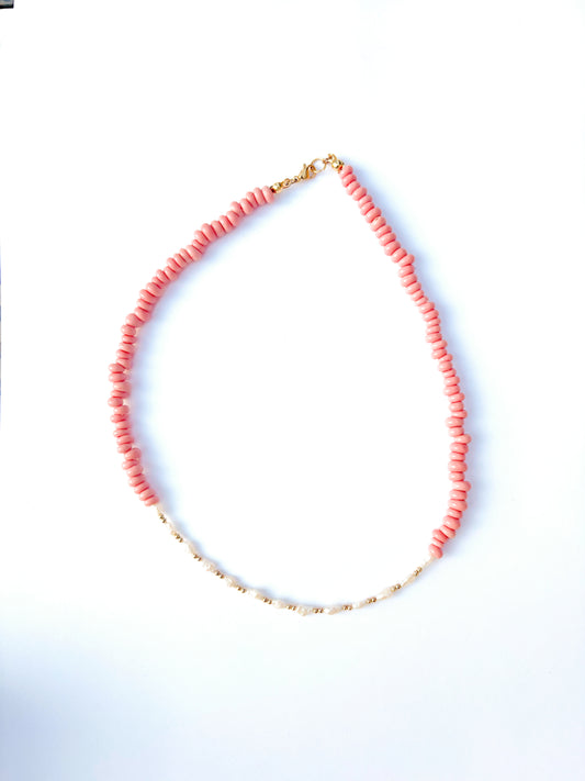 pink pearl choker